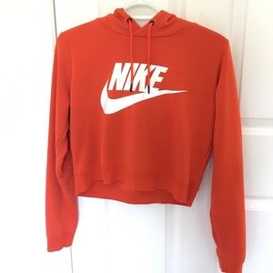 Orange/red Nike cropped hoodie